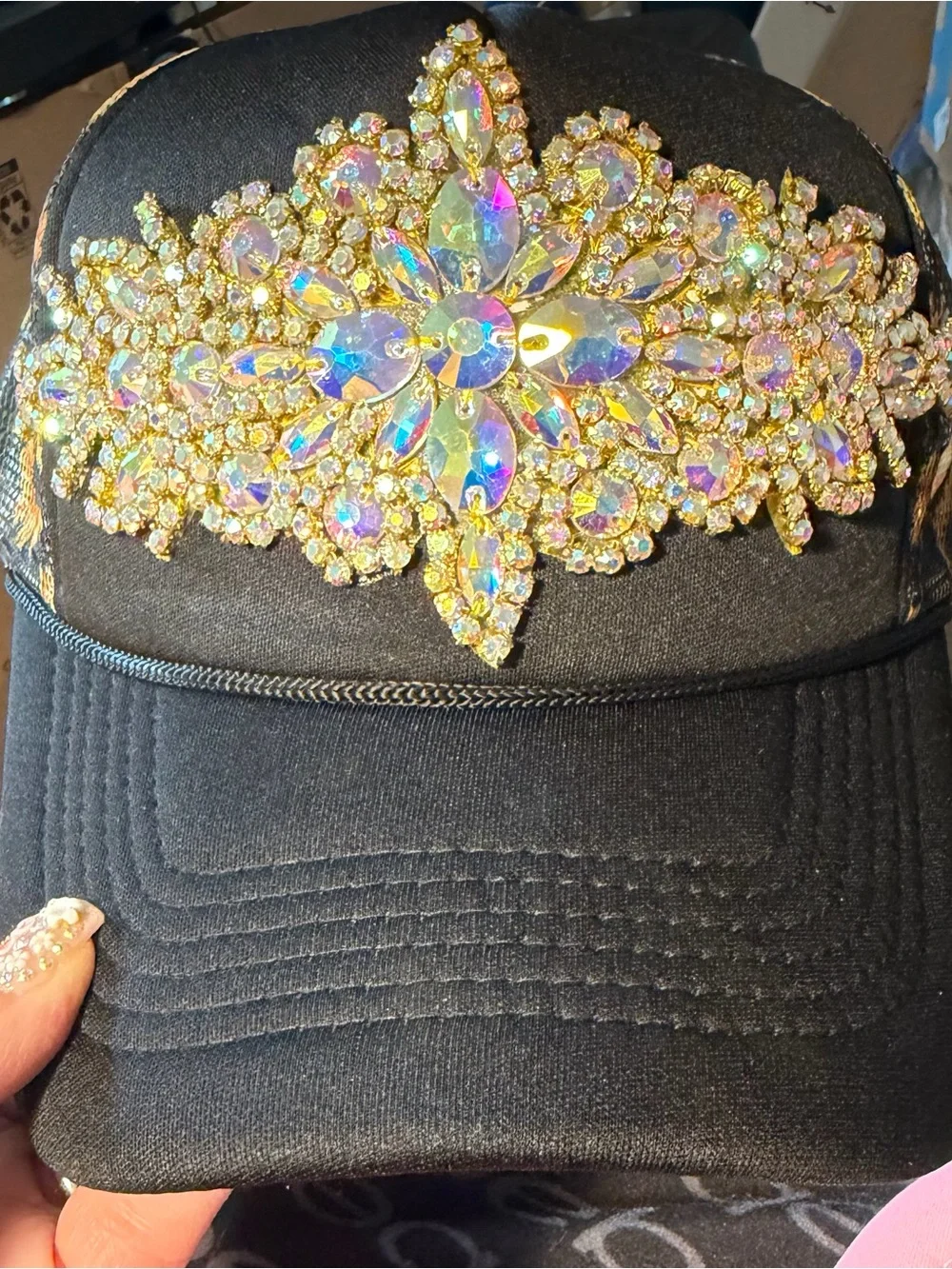 New Handmade Sunflower Bling Queen Rhinestone Trucker Hat